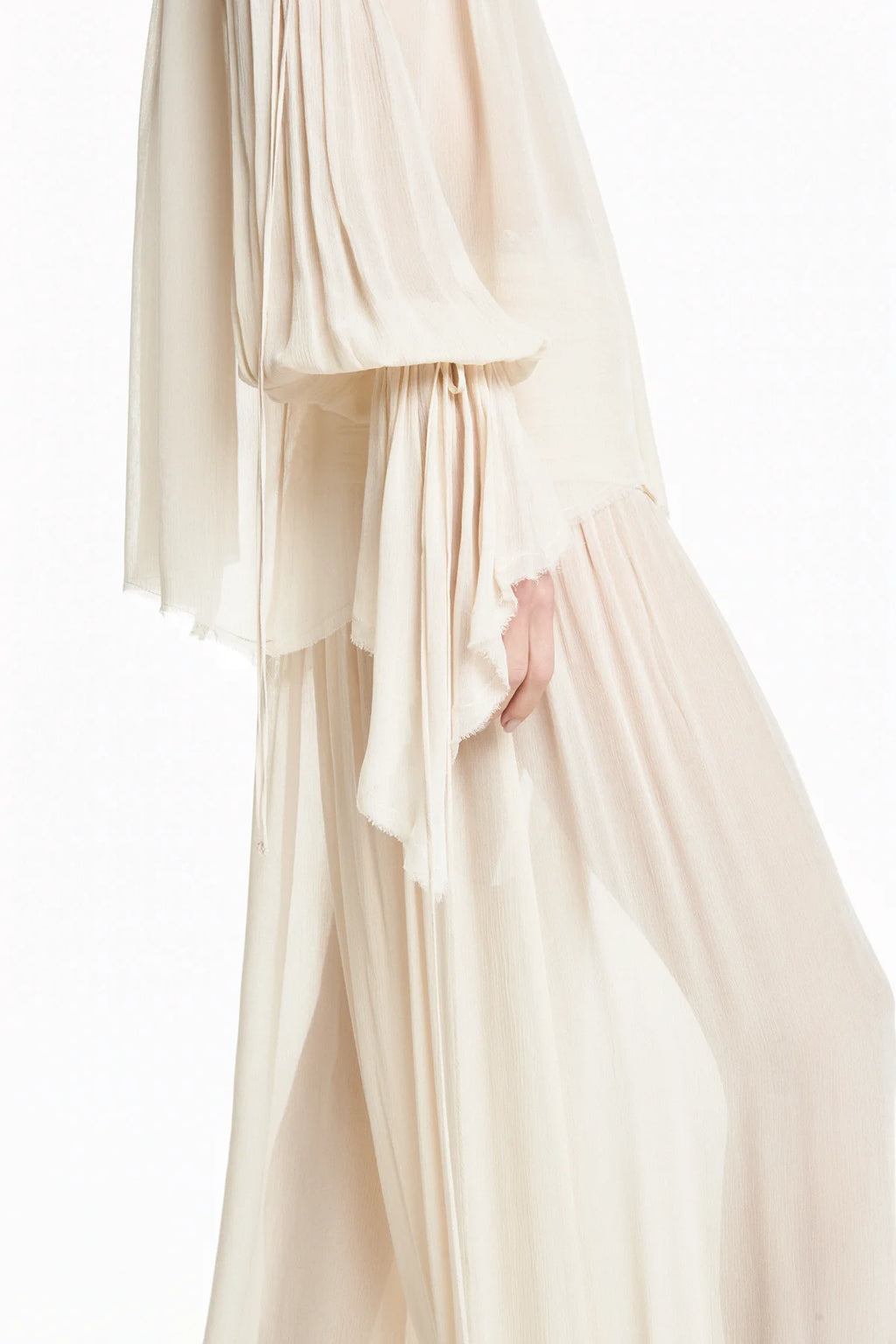 Blouse Drapée en Chiffon Sable