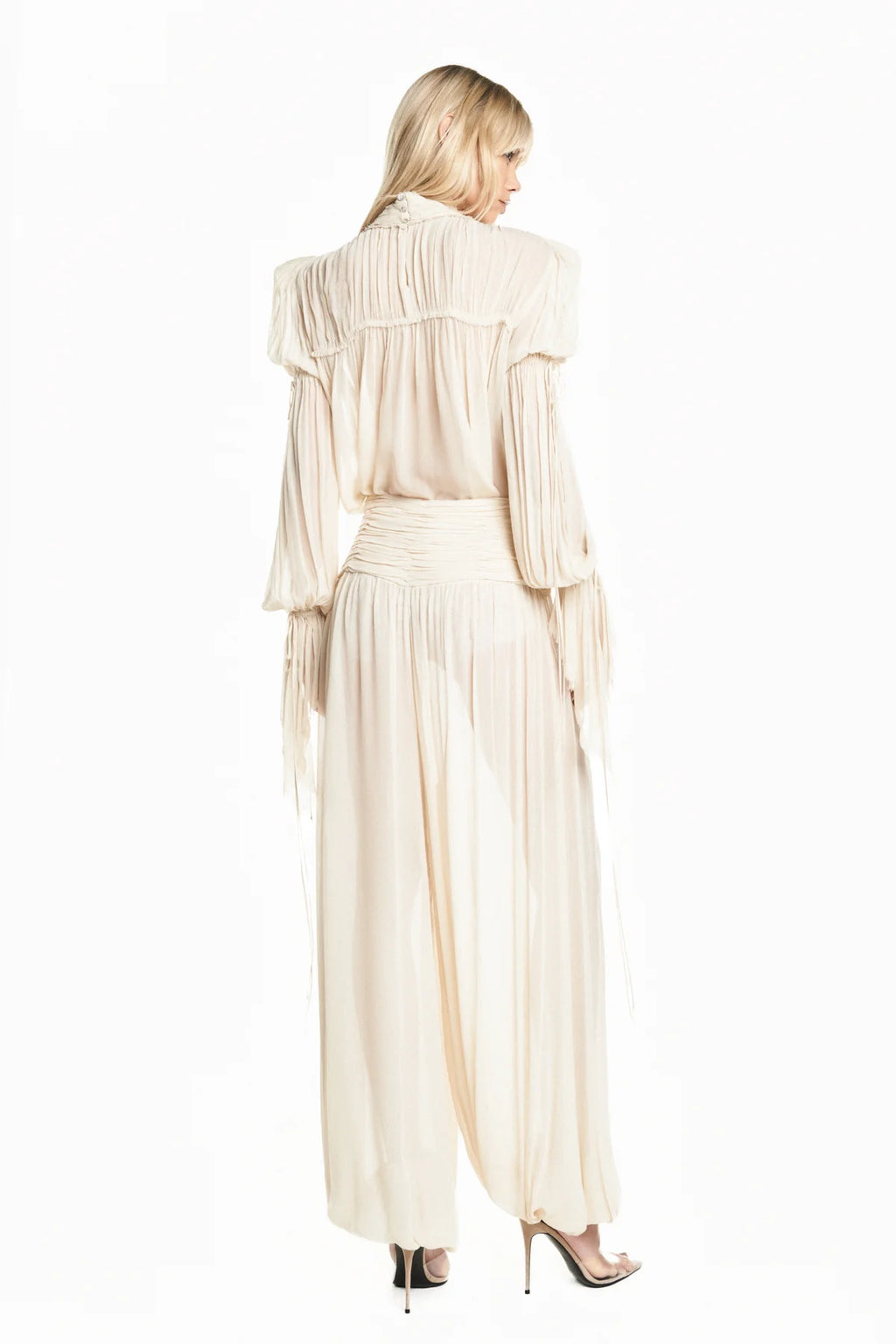 Blouse Drapée en Chiffon Sable