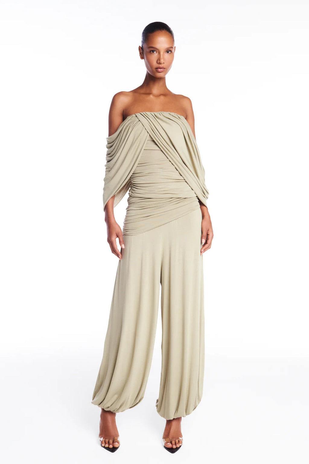 Pantalon Drapé Asymétrique Vert
