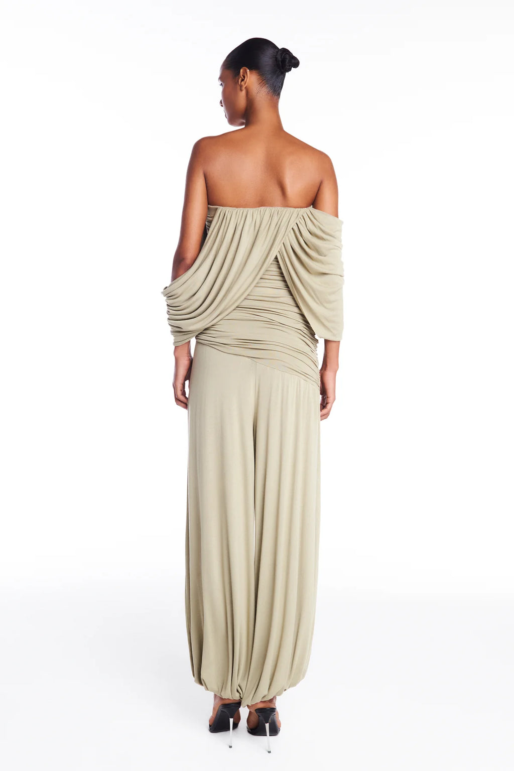 Pantalon Drapé Asymétrique Vert