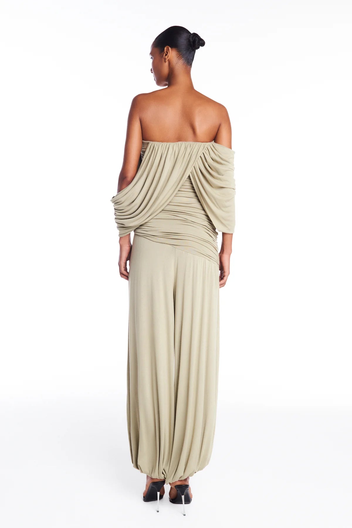 Pantalon Drapé Asymétrique Vert