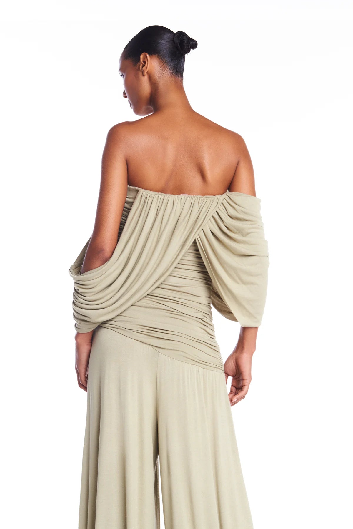 Pantalon Drapé Asymétrique Vert