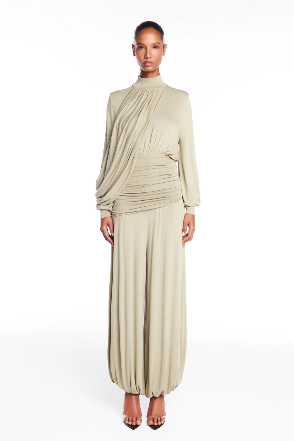 Pantalon Drapé Asymétrique Vert