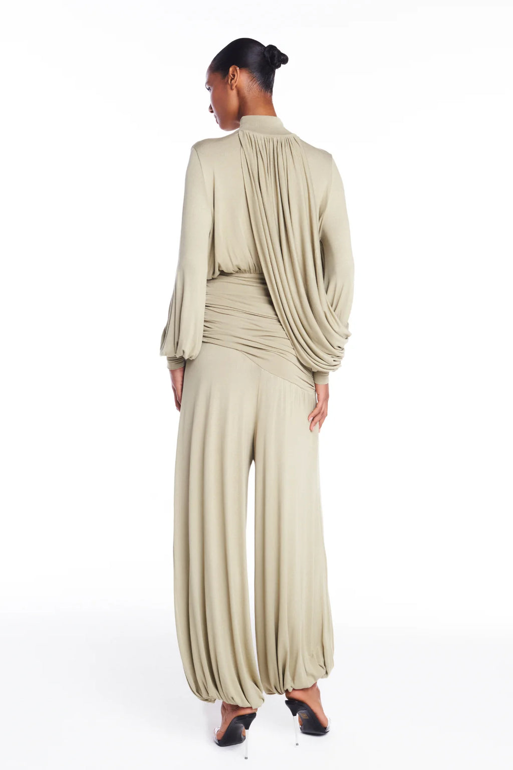 Pantalon Drapé Asymétrique Vert