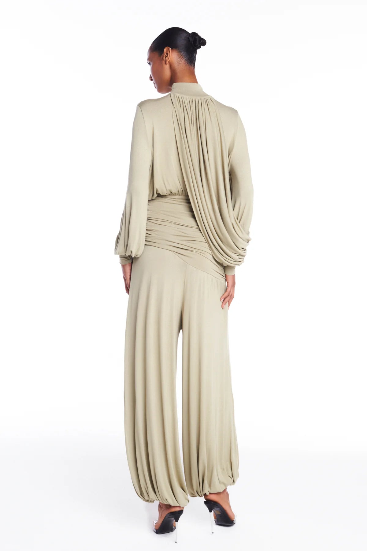 Pantalon Drapé Asymétrique Vert